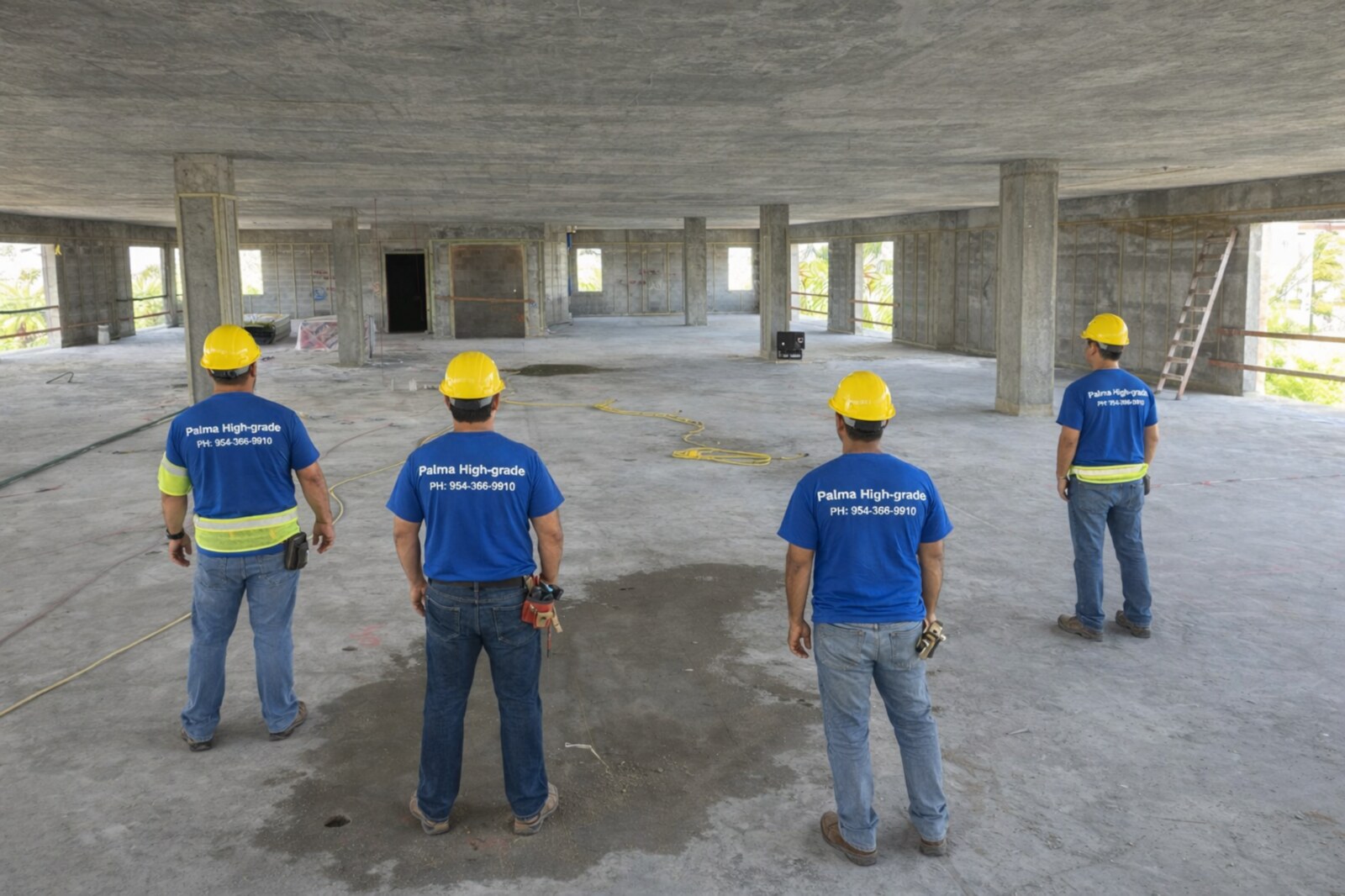 Open concrete floor plate inside a structural shell project